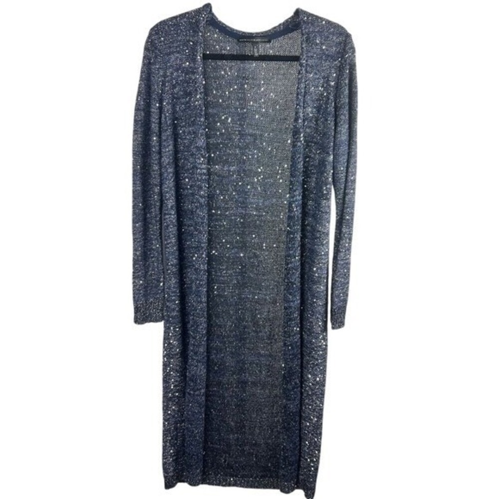 White House Black Market Navy Sequin Long Cardigan - Picture 2 of 14
